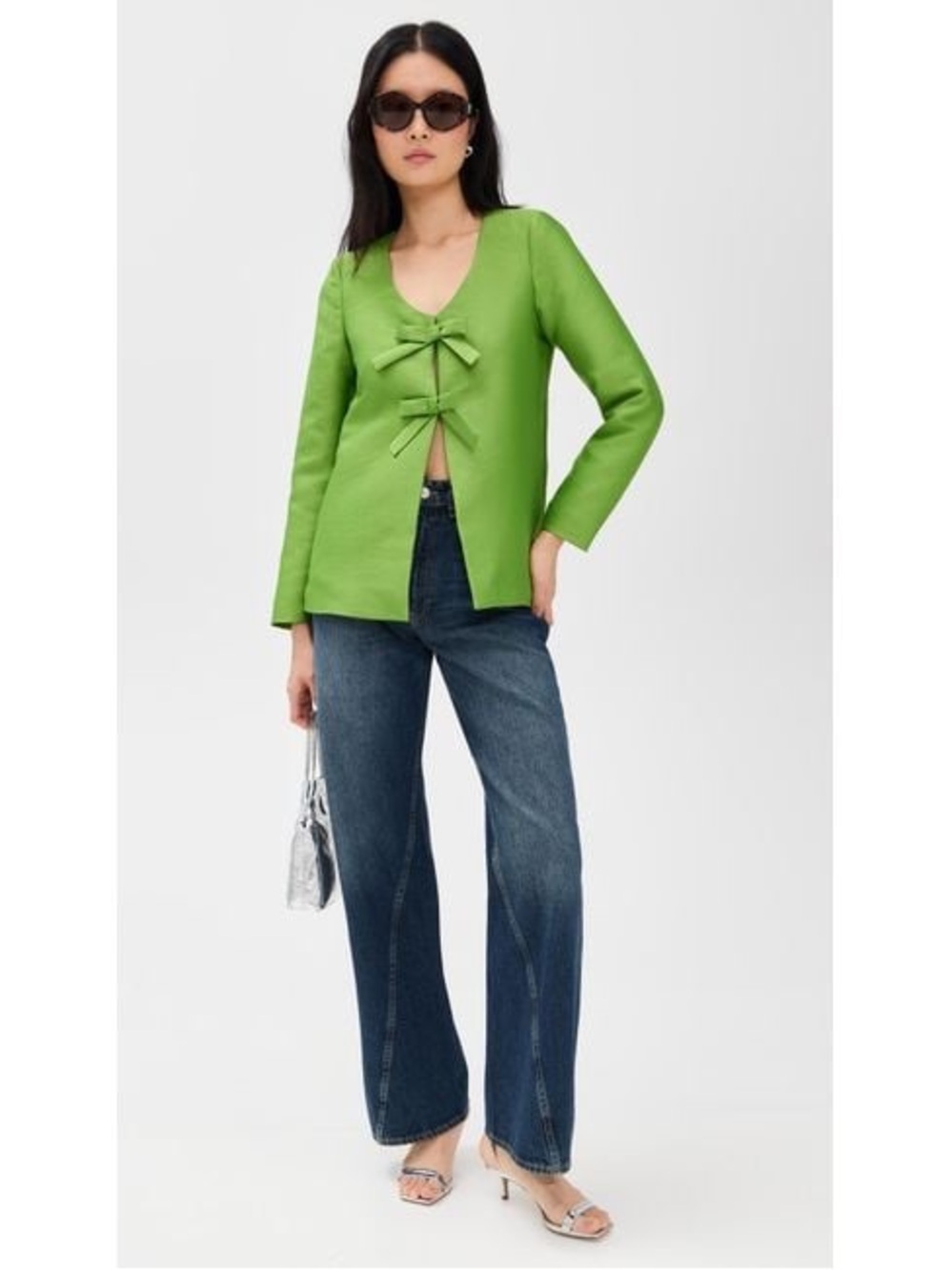 ALIGNE Beau Blazer featuring a V-neckline and decorative bow